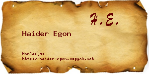 Haider Egon névjegykártya